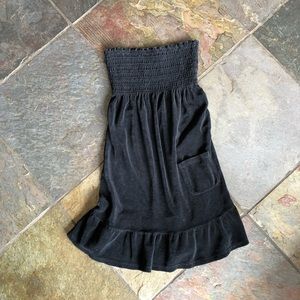 Juicy Couture black strapless terry cloth cover up